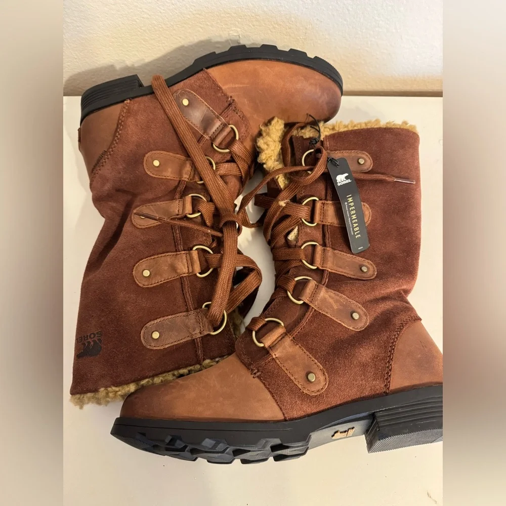 Sorel Emelie Faux Fur Lace Up Boots NEW